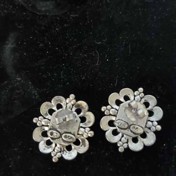 Vintage Avon Crystal Pierced Earrings Silverplate 1" - Picture 3 of 4